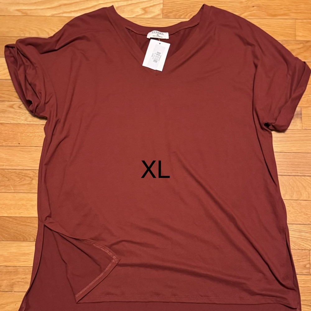 Zenana Outfitters Rust V-Neck Blouse